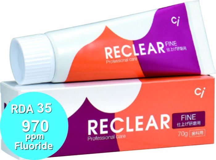 Відбілююча полірувальна паста Reclear Fine Pink Made in Japan_фінішна_RDA=35_Фтор 970ррм_рожевий грейпфрут