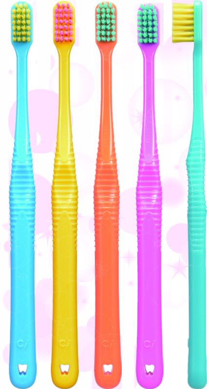 Зубна щітка для молоді CIPRO FOUR Flat Color з однорівневою щетиною середньої жорсткості в 4 ряди блакитна